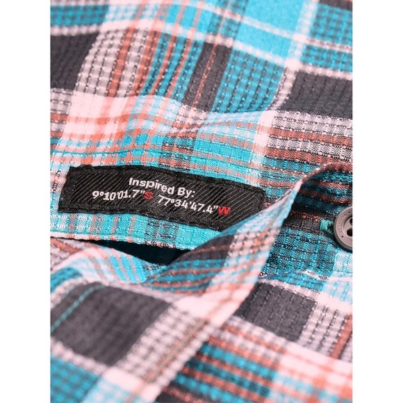 Marmot Syrocco Plaid Enamel Blue Short Sleeve Button Front Shirt Mens Small - Picture 2 of 3